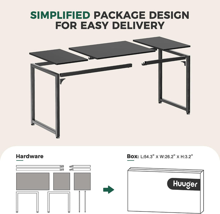 Computer Desk, 70 Inch Office Desk, Gaming Desk with Storage, Writing Desk Work Desk for Home Office, Study, Long Simple Desk, Large Legroom, Metal Frame, Black