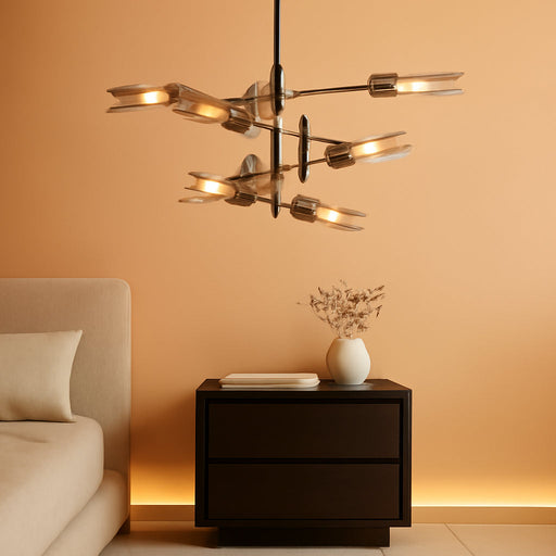 EightLight Sputnik Chandelier Matte Black Gold Finish
