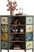 8 Drawers Corner Dresser with Storage Fabric Drawers and Open Shelves for Small Space，Bedroom，Entryway，Living Room (Retro Pattern)