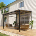 10 X 10 FT Wall Mounted Gazebo Pergola for Patio, Hardtop Gazebo with Sloped Polycarbonate Roof, Lean to Carport with 4-Pillar Aluminum Frame, Outdoor Garden Deck Shade for Decks, Backyard