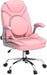 Ergonomic Executive Office Chairs with Adjustable Lumbar Support, 90-120° Rocking Managerial Chair Swivel Desk Chairs with Padded Flip-Up Armrests (Pink), Medium(300Lbs)
