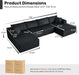 Corduroy Black UShaped 146Inch Modular Sectional Sofa