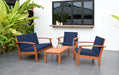 Prescott Patio 4 Piece Conversation Set | Durable Eucalyptus with Natural Finish, Blue