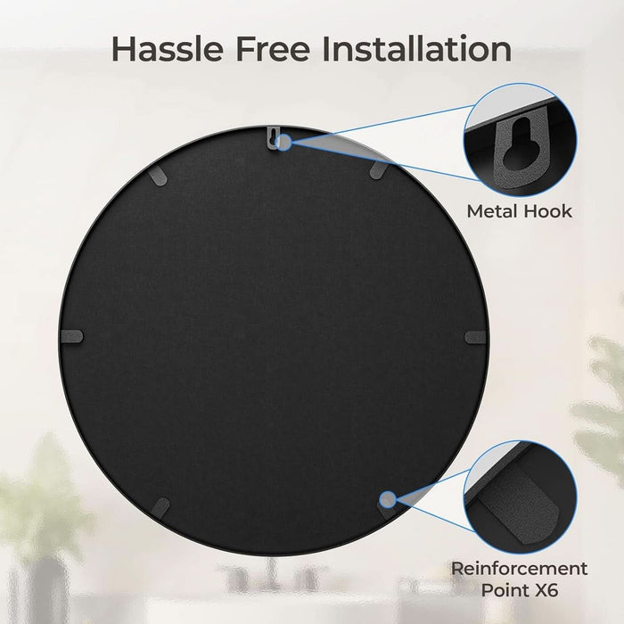 Black round Mirror for over Sink 24-Inch, Circle Bathroom Mirror, Metal Frame Vanity Mirror, Modern Wall Mirror for Entryway Living Room