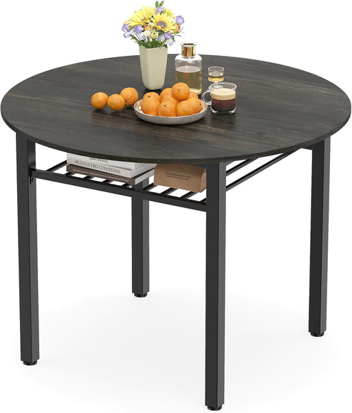 FortyInch Round Dining Table With StorageShelf Gray