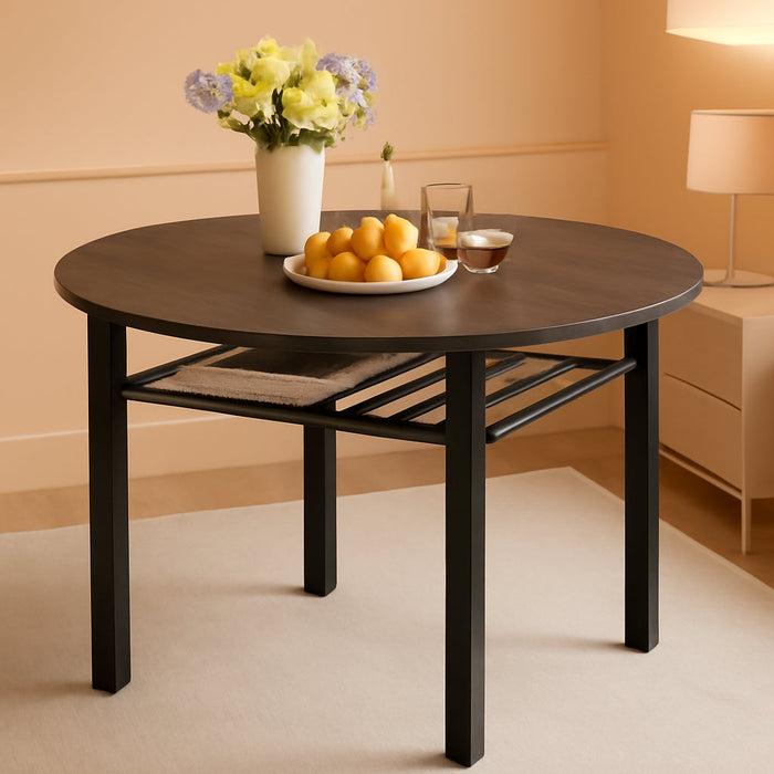 FortyInch Round Dining Table With StorageShelf Gray