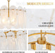 Modern Gold Chandelier, 18.3’’ Luxury Glass Chandelier for Dining Room Clound Glass 3-Light Drum Pendant Light Fixture for Bedroom Kitchen Island Entryway