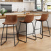 Bar Stool Set of 3, 26" Urban Faux Leather Counter Stool, Dark Brown