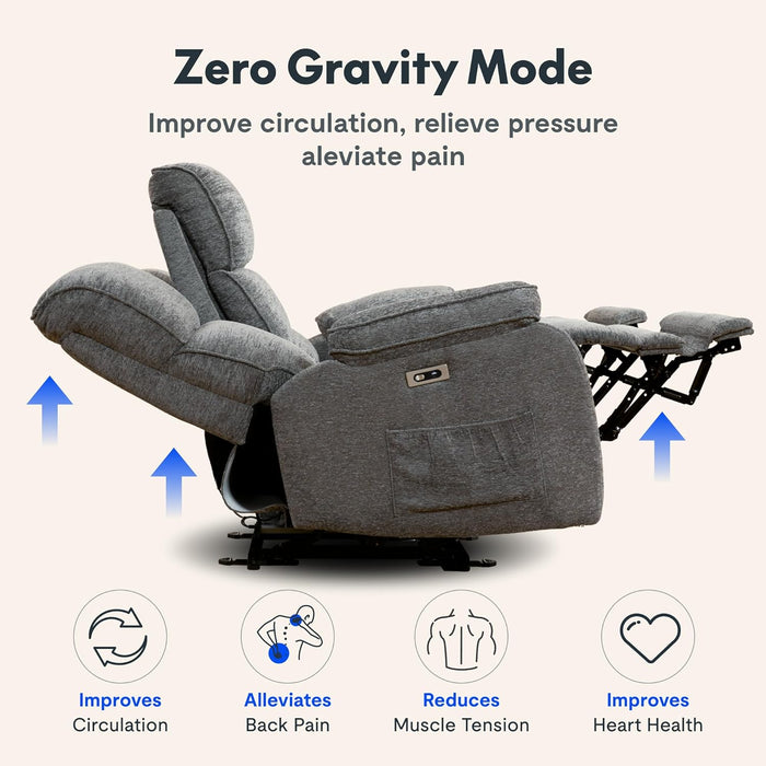 XS4 Power Loveseat Recliner Sofa with Massage & Heat, Zero Gravity Reclining Couch Home Theater Seating with Console, RV Sofa with USB Ports Side Pockets Cup Holders, Chenille Gray