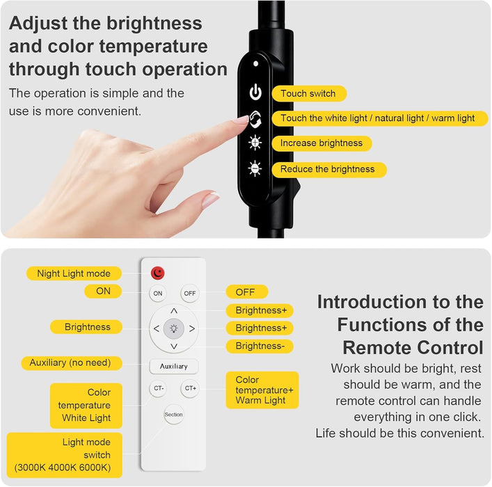 24W Dimmable LED FloorLamp With Flexible Gooseneck