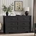 Dresser for Bedroom with 6 Drawers, 48" Wide Wood Chest of Drawers with Deep Drawers & Mental Handle, Modern Dresser TV Stand, Wooden Closet Storage Organizer for Living Room, Hallway, Entryway, Black