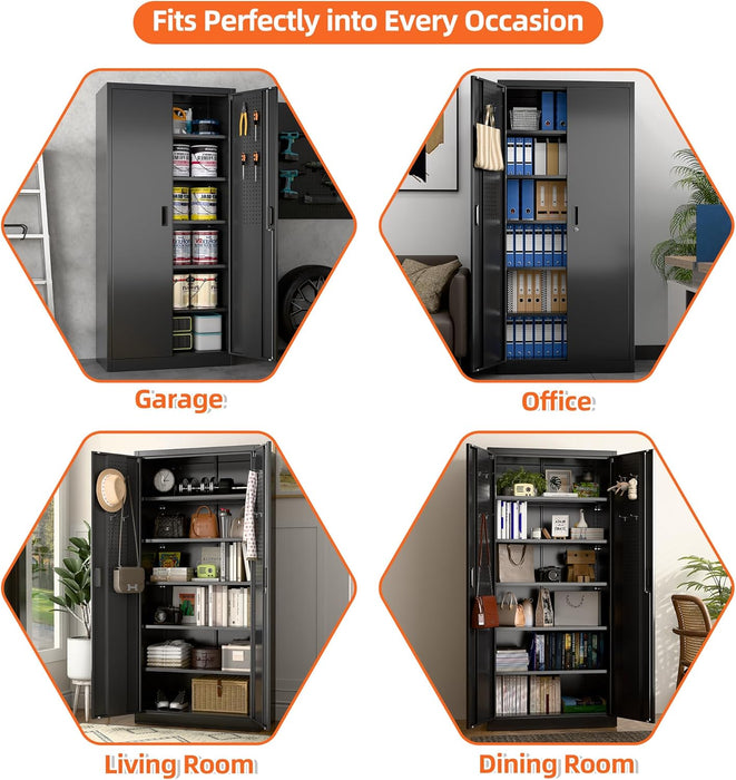 SeventyOne Inch IndustrialGrade Lockable Metal Cabinet Black