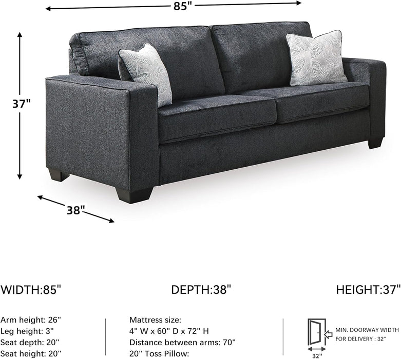 Queen Sleeper Sofa Dark Gray Upholstered ChenilleWeave