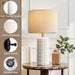23" Modern Ceramic Table Lamps Set of 2 - Table Lamps for Living Room, Farmhouse Bedside Night Stands Lamp for Bedroom, White Boho Nightstand Lamps Set of 2, Desk Lamp for End Table Home Decor