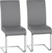 Dining Living Room Chairs High Back Pre Assembled Chairs with PU Leather Surface and Metal Legs for Kitchen Wedding Louge, Set of 2, Gray