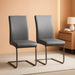 Dining Living Room Chairs High Back Pre Assembled Chairs with PU Leather Surface and Metal Legs for Kitchen Wedding Louge, Set of 2, Gray