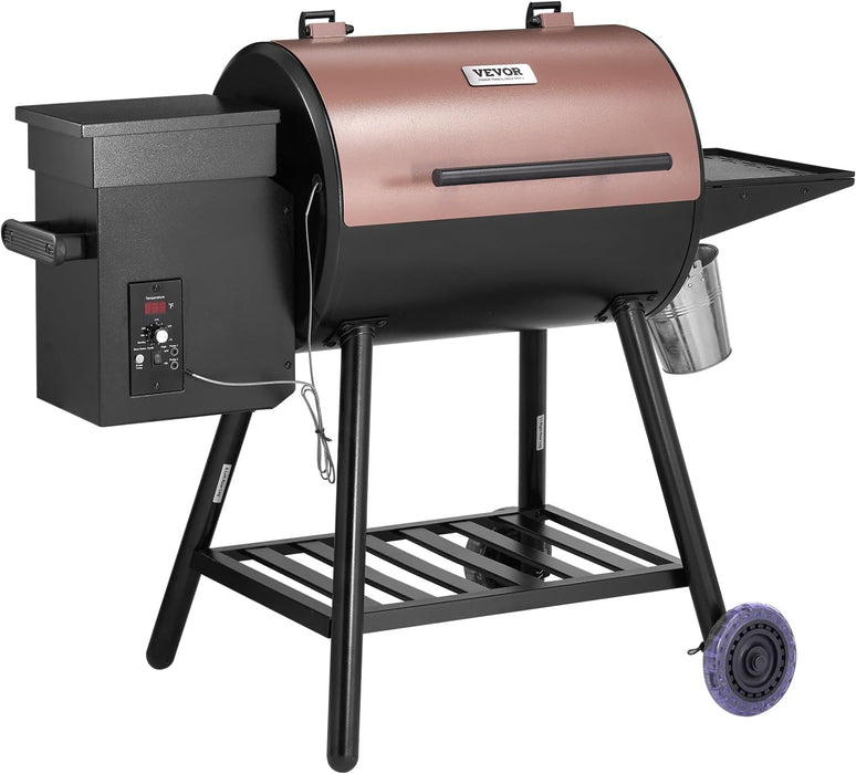 Wood Pellet Grill Smoker, 8 in 1 BBQ Grills for Outdoor Cooking, 456 Square Inches Cook Area Electric Grill and Smoker, with Digital Controller, Meat Probe, 500°F Max Temperature, Black
