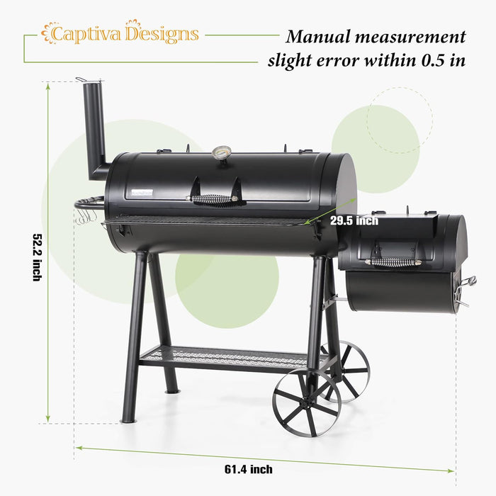 Heavy Duty Outdoor Smoker,Extra Large Cooking Area(941 Sq.In. in Total) Offset Smoker, Best Charcoal Smoker and Grill Combo for Outdoor Garden Patio and Backyard Cooking