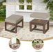 Natural Cedar Outdoor Patio Ottomans with Removable Cushions, Set of 2, Real Wood Footrests for Deck, Porch, Balcony, and Backyard, Brownish/Beige
