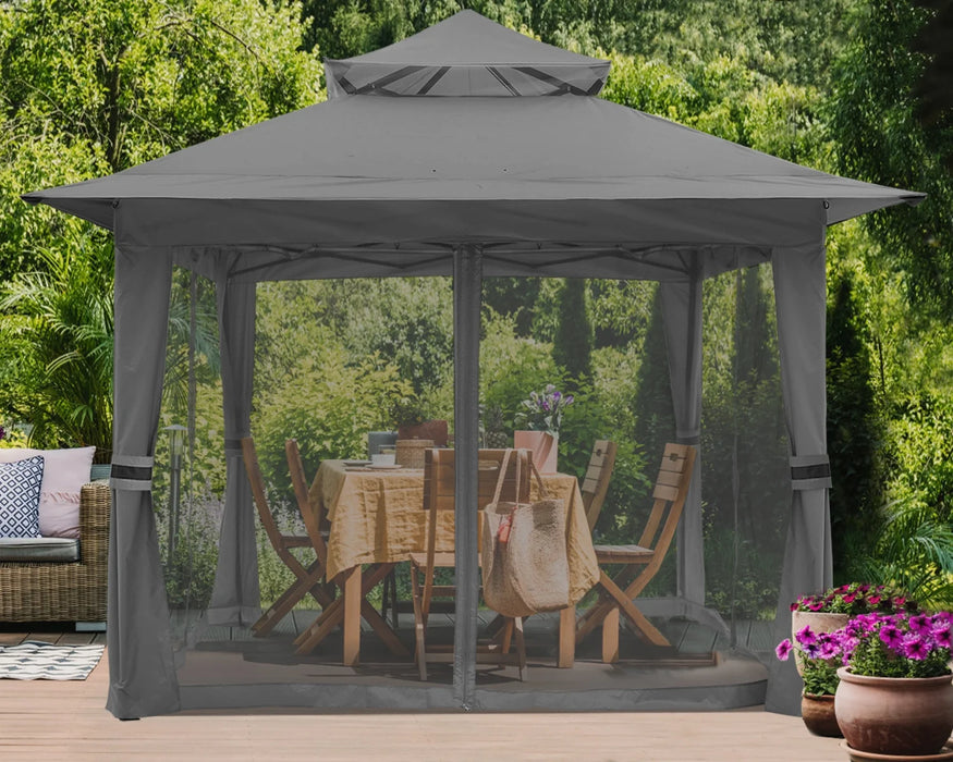 13'X13' Gazebo Tent Outdoor Pop up Gazebo Canopy Shelter with Mosquito Netting, Gray