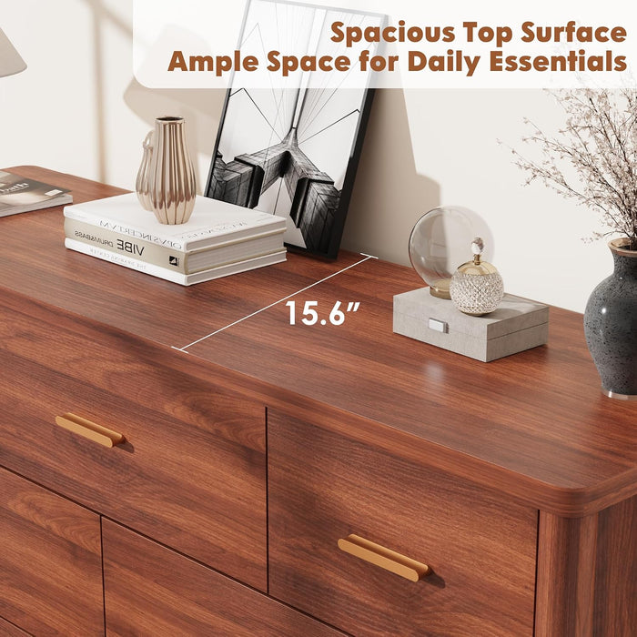 7 Drawer Dresser, Modern Wooden Storage Chest of Drawers, Walnut