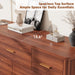 7 Drawer Dresser, Modern Wooden Storage Chest of Drawers, Walnut