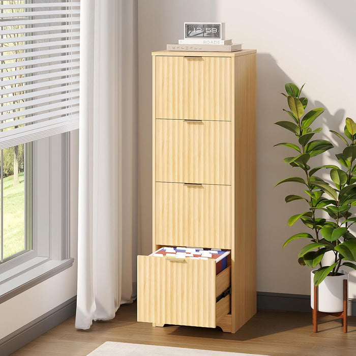 Contemporary Oak Filing Cabinet Featuring Four Drawers