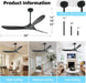 60Inch Outdoor Smart Ceiling Fan VoiceControl Remote