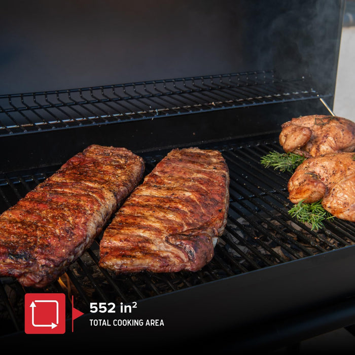 Premium 29" Charcoal Grill with Side Shelf, 552 SQ in Cooking Space, Adjustable Charcoal Tray, Chimney Air Vent, Warming Rack, Barrel Smoker Grill for Camping, Picnics, and More - 810-0029C