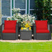 3 Pieces Patio Wicker Conversation Set with Cushion