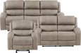 Schmid 3-Piece Polished Microfiber Manual Reclining Sofa Set, Brown