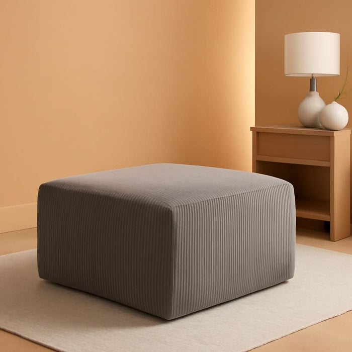 40" Square Stuffed Ottoman Pouf for Sofa Couch, Corduroy Poufs with Foam Chunk Filling, Furry & Fluffy Foot Stool Movable Ottoman. 40 * 40 Floor Poufs Foot Rest for Living Room, Grey