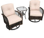 3 Piece Wicker Patio Furniture Set, Outdoor Swivel Chairs Set of 2