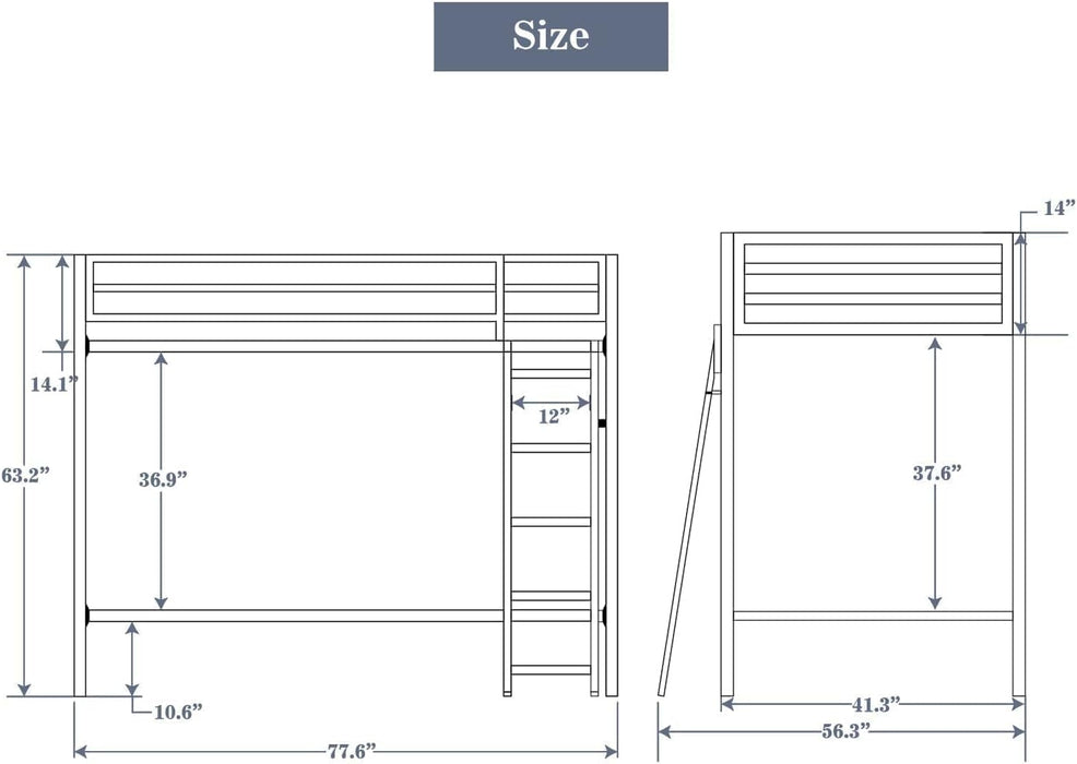 Metal Bunk Bed Twin over Twin Size for Junior & Adults with Ladder and Heavy Duty Guardrail, Small Space Saving Design for Bedroom Kid Room and Dorm, White