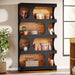 71" Tall Black Bookcase, Modern Asymmetrical Bookshelf, 4-Tier Freestanding Display Shelf with Classic Shape, Large Library Book Shelf for Living Room, Home Office