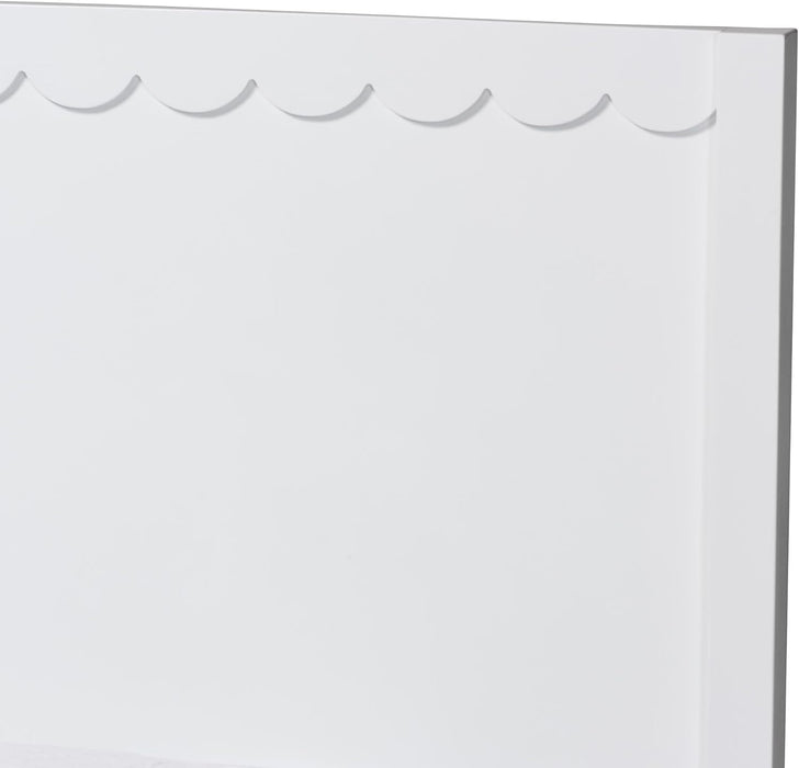Roni Modern White Wood Twin Platform Bed with Scalloped Edges