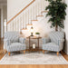 Blue Upholstered Coastal Accent Chair Nailhead Trim