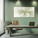 Abstract Leaf Wall Art Modern Ginkgo Canvas Hand-Drawn Painting 24X48 Green and White Large Artwork Minimalist Decoration for Living Room Bedroom Office Home