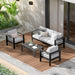 Aluminum Patio Furniture Set for All Weather, Oversized Metal Outdoor Furniture Set with 27.5" Deep Seat and 10" Back Cushion, Patio Conversation Sets with Wide Armrest, Light Gray