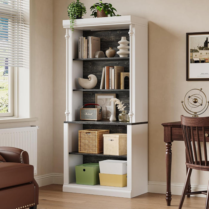 71" Tall 5-Tier Bookshelf, Large Open Display Bookcase with Ample Storage & LED Light, Floor Standing Book Shelf for Living Room, Home Office, Bedroom, White