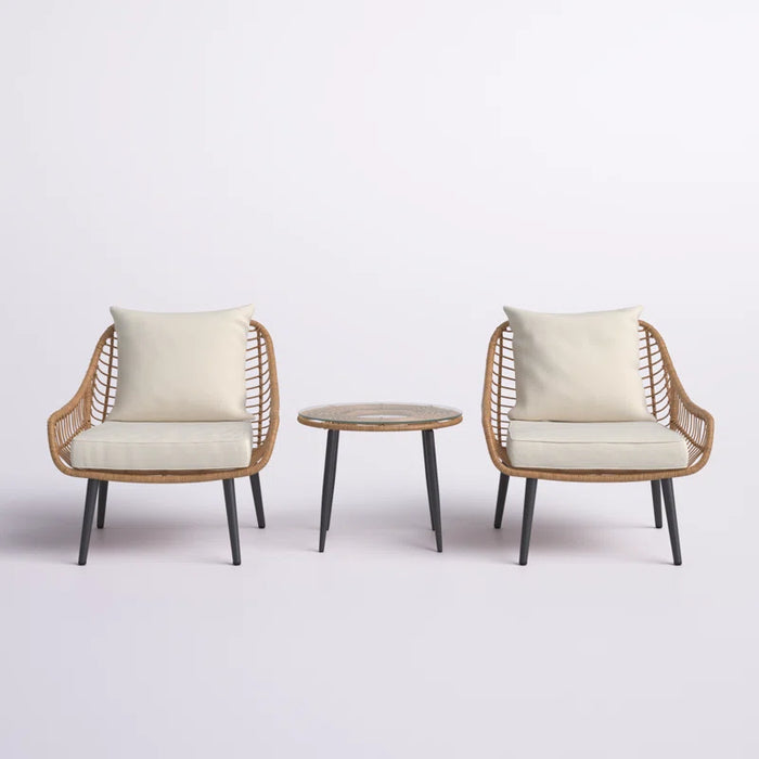 Aiello 3 Piece Rattan Seating Group with Cushions