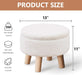 Storage Ottoman, Modern round Footrest with Soft Padded Seat, Teddy Velvet Footstool with Wood Legs, Accent Small Table or Plant Stand for Hallway, Living Room (Cream)