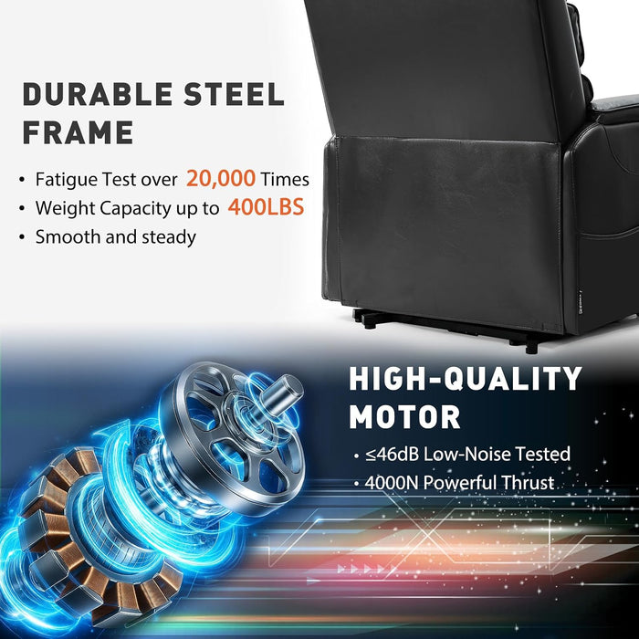 Dual Motor Power Lift Recliner Chair for Elderly with Heat & Massage