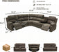 Manul Recliner Sectional Sofa for Living Room, Corduroy Fabric Sectional Reclinig Couch L Shape Recliner Sofa with Cup Holders, Storage Console and Drop down Table (Peanut)