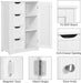 Wooden Floor Cabinet, Side Storage Organizer with 4 Drawers and 1 Cupboard, Freestanding Entryway Storage Unit Console Table, Bathroom Furniture Home Decor, White