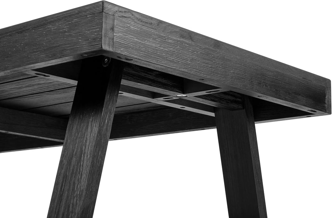 72 Inch Farmhouse Dining Table, Solid Wood Rustic Kitchen Table, Large Wooden Rectangular Dinner Table for Dining Room, Home Office, Living Room Furniture, Easy Assembly, Black Wirebrush