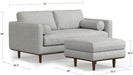 Morrison Mid-Century Modern 72 Inch Wide Sofa with Ottoman Set in Mist Grey Woven-Blend Fabric for the Living Room and Family Room