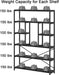 6 Tier Industrial Bookshelf for Bedroom Living Room Office, Black Oak
