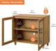 Glass Buffet Cabinet, 35.4" Modern Coffee Bar Sideboard, Oak Brown | Adjustable Shelf, Cable Management, Anti-Tip, Tempered Glass Doors, Wood Legs, Modular Storage for Dining Room Living Room