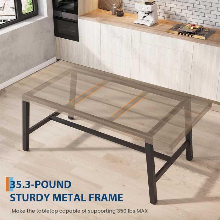 71" Sturdy Kitchen Table, Farmhouse Dining Table, Rustic Pear